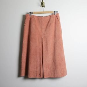 Vintage Faux Suede Terracotta Earth Tone Made in Germany Pleat Front Skirt